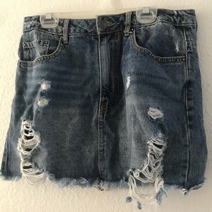 Ripped jean skirt